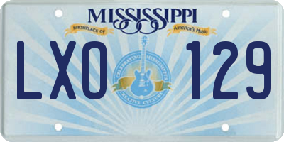 MS license plate LXO129
