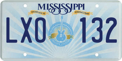 MS license plate LXO132