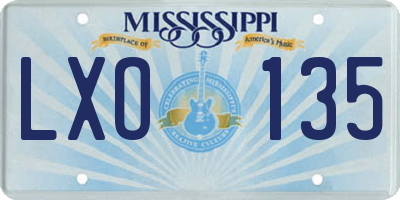 MS license plate LXO135