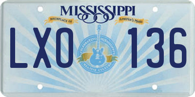 MS license plate LXO136