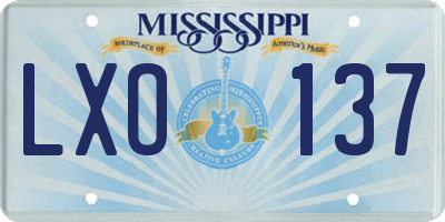 MS license plate LXO137