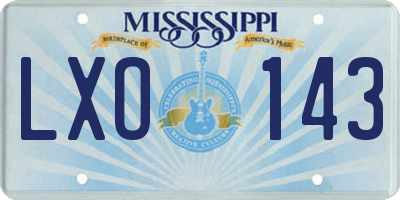 MS license plate LXO143