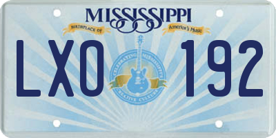 MS license plate LXO192