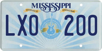 MS license plate LXO200