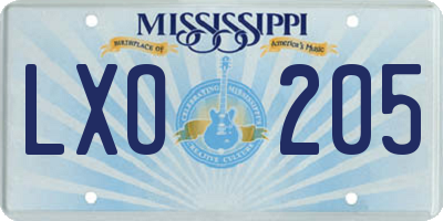 MS license plate LXO205