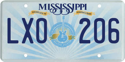 MS license plate LXO206