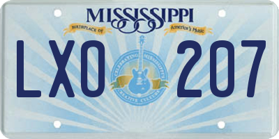 MS license plate LXO207
