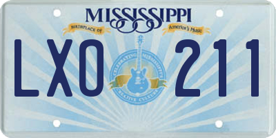 MS license plate LXO211