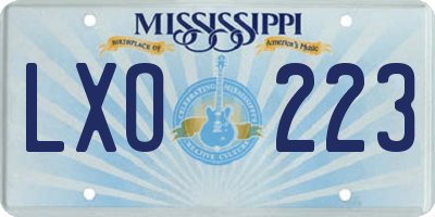 MS license plate LXO223