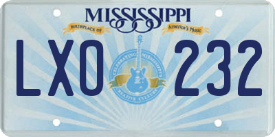 MS license plate LXO232