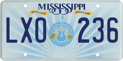 MS license plate LXO236