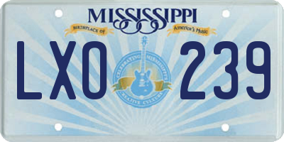 MS license plate LXO239