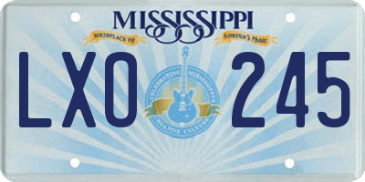 MS license plate LXO245