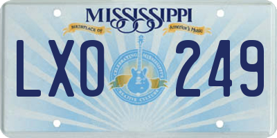 MS license plate LXO249