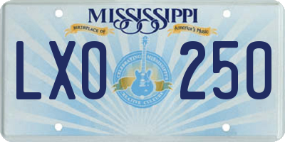 MS license plate LXO250