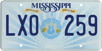 MS license plate LXO259