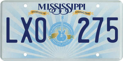 MS license plate LXO275
