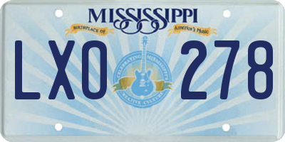 MS license plate LXO278