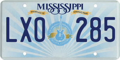 MS license plate LXO285