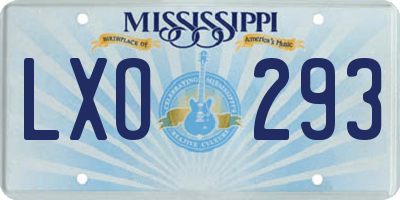 MS license plate LXO293