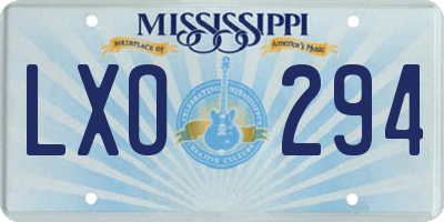 MS license plate LXO294
