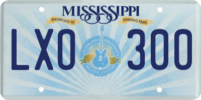 MS license plate LXO300