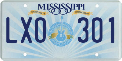 MS license plate LXO301