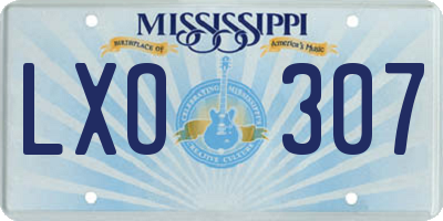 MS license plate LXO307