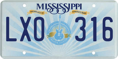 MS license plate LXO316