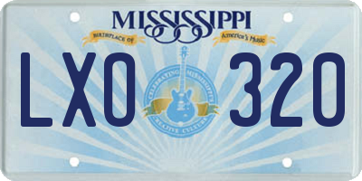 MS license plate LXO320