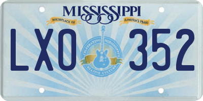 MS license plate LXO352
