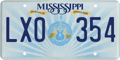 MS license plate LXO354