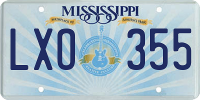 MS license plate LXO355