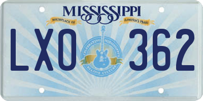 MS license plate LXO362