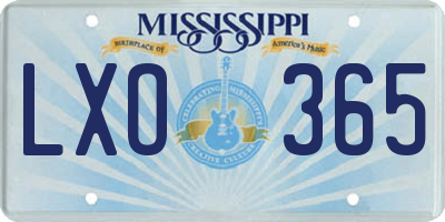 MS license plate LXO365
