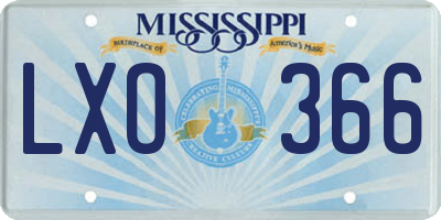 MS license plate LXO366