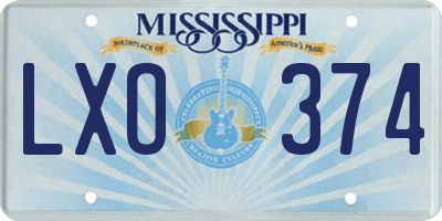 MS license plate LXO374