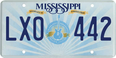 MS license plate LXO442