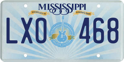 MS license plate LXO468