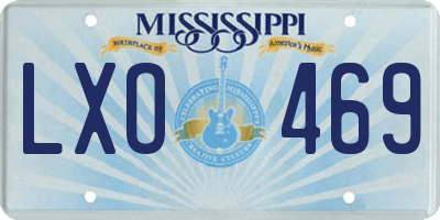 MS license plate LXO469