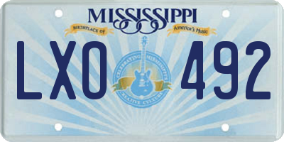 MS license plate LXO492