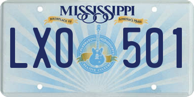 MS license plate LXO501