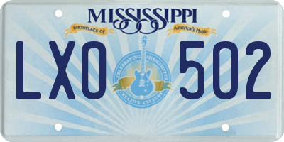 MS license plate LXO502