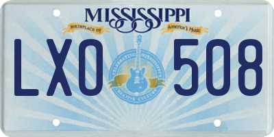 MS license plate LXO508