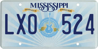 MS license plate LXO524