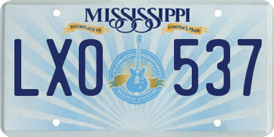 MS license plate LXO537
