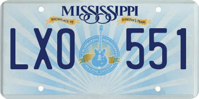 MS license plate LXO551