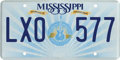 MS license plate LXO577