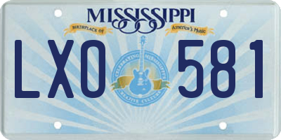 MS license plate LXO581