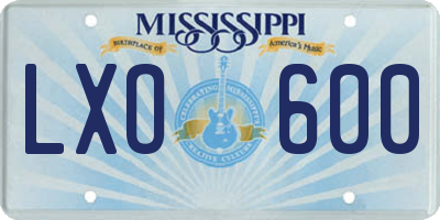 MS license plate LXO600